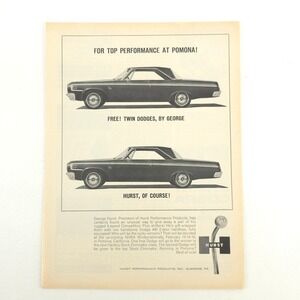 HURST Dodge 426 Twin Giveaway Print Ad Vintage NHRA Racing Promo Art Garage Wall